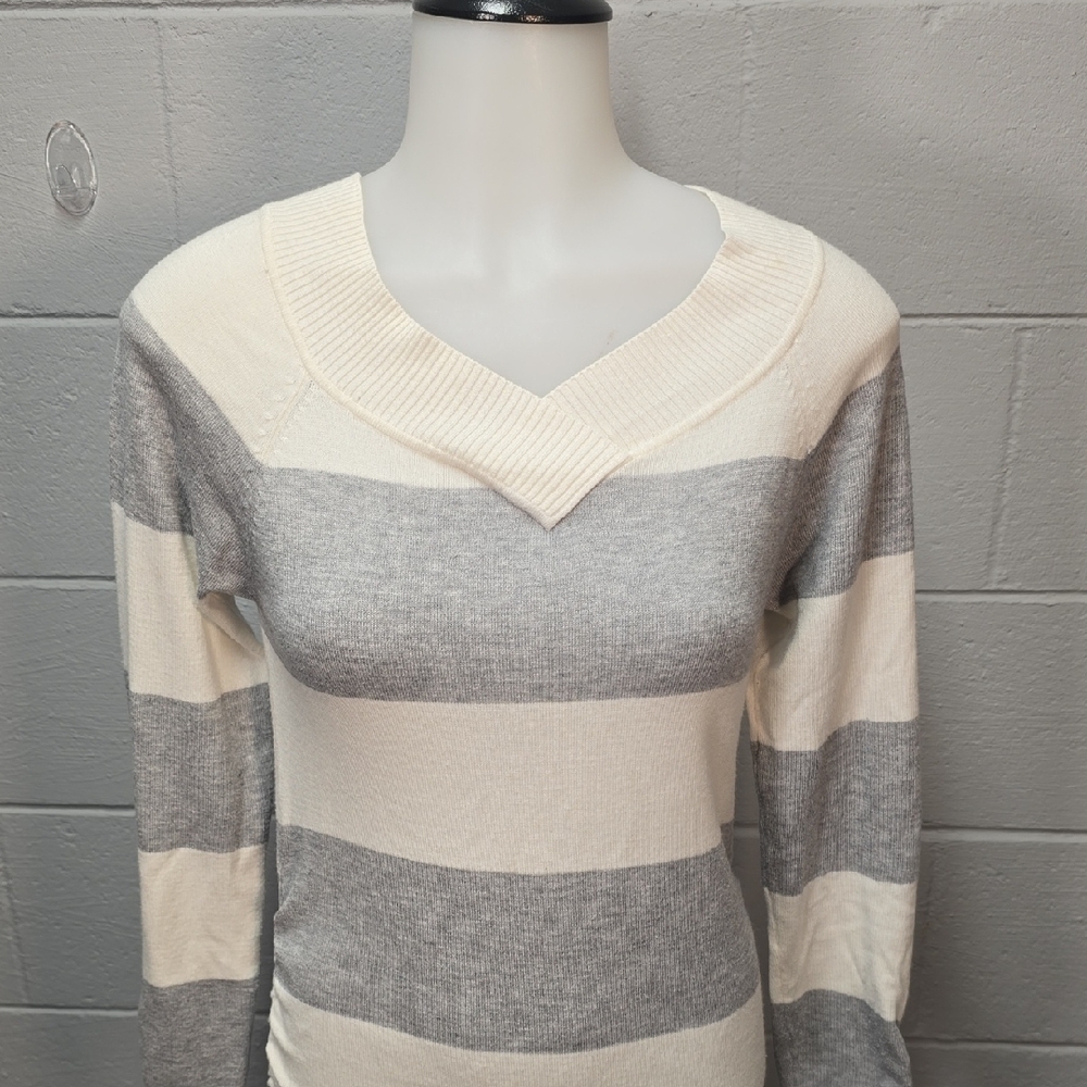 Love Always Cream Gray And White Dress - Picture 3 of 8